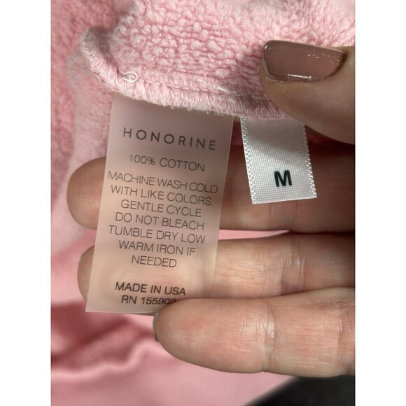 Honorine Hoodie Sweatshirt Pink Size Medium Made in USA Pocket Contrast Stitch - Picture 4 of 11